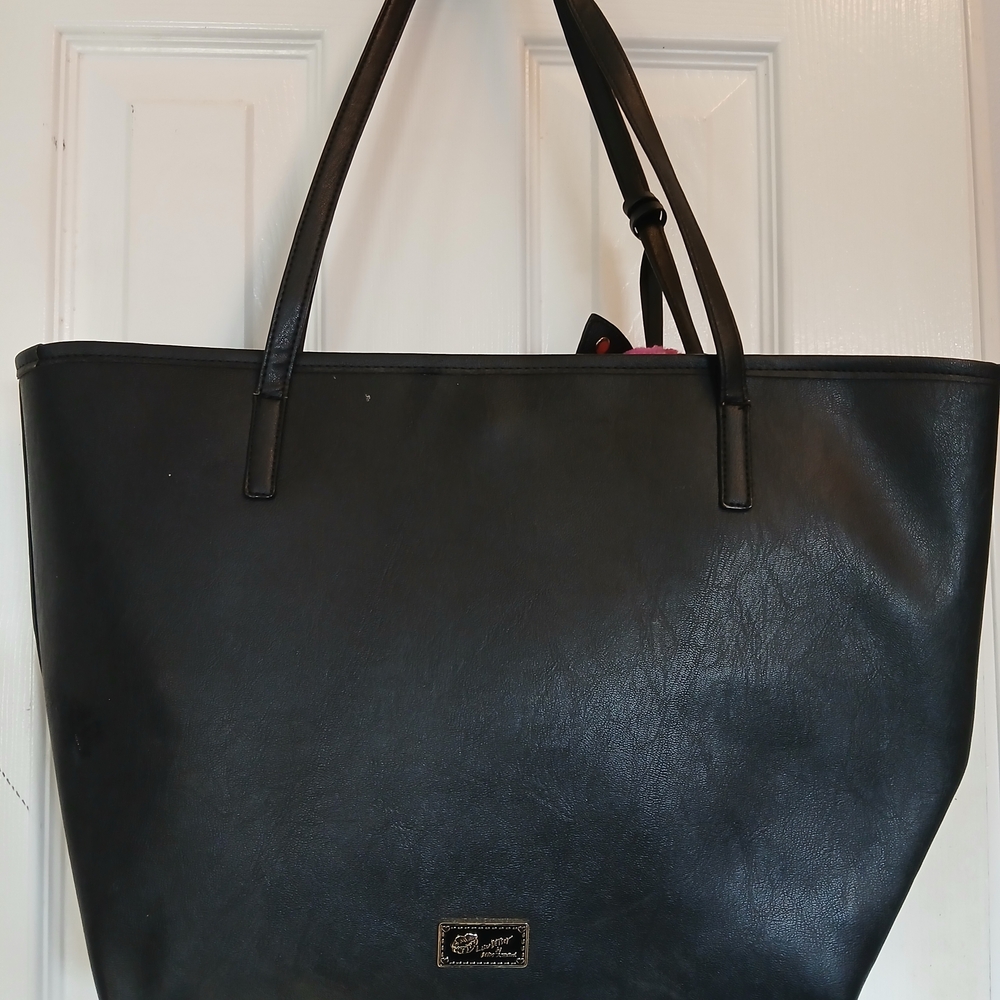 Women's Black Tote Bag with Pink Accent - Unbranded - Picture 3 of 8